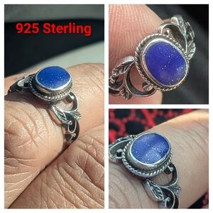 925 Sterling Silver Blue Lapis Lazuli Stone Ring